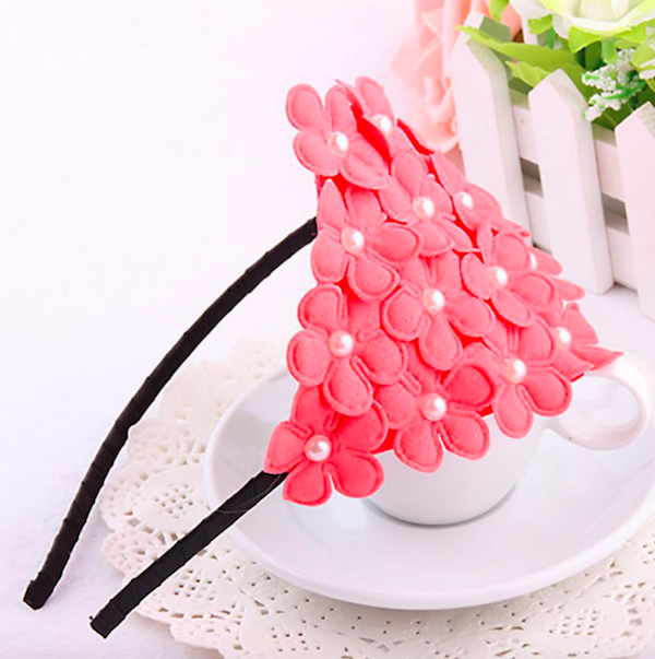 BS903 Flower Hairband Dark Pink