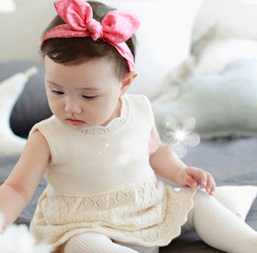BS904 Cute Baby Hairband Pink Dot