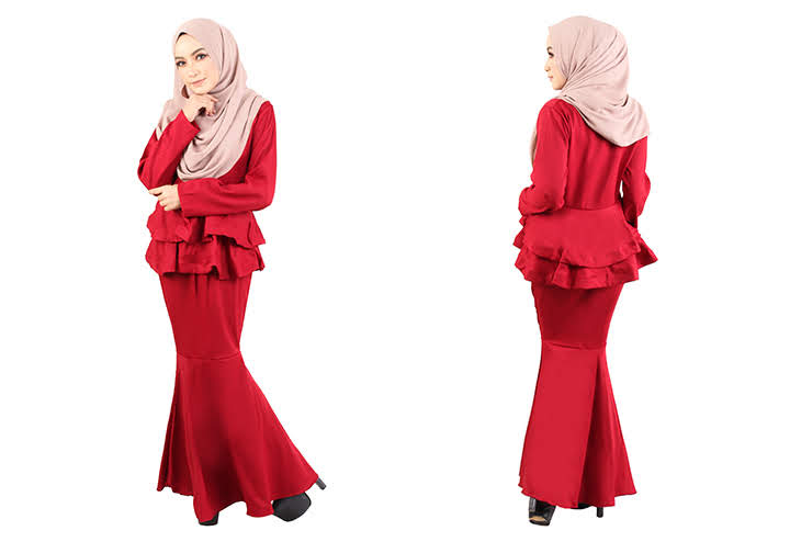 QA-446 Peplum Baju Kurung Red