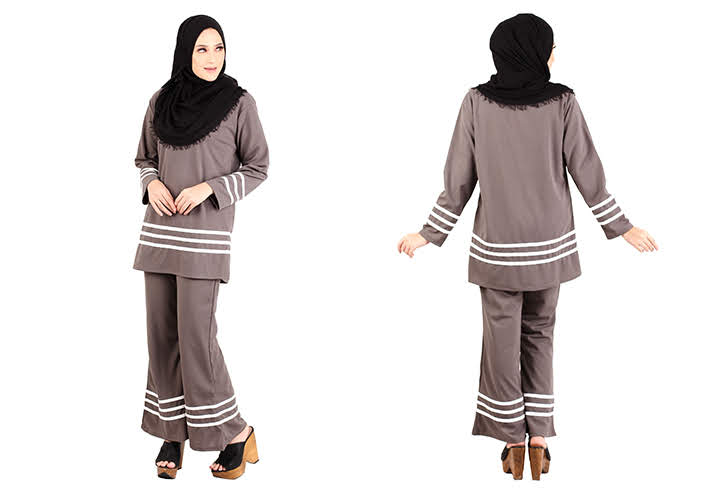 QA-455 Muslimah Set Wear Grey