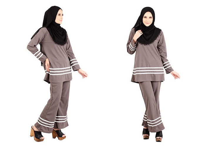 QA-455 Muslimah Set Wear Grey