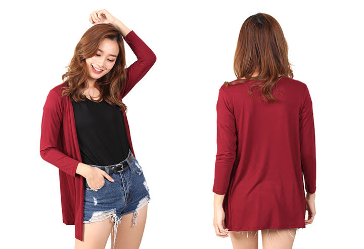 QA-462 Casual Ladies Cardigan Maroon