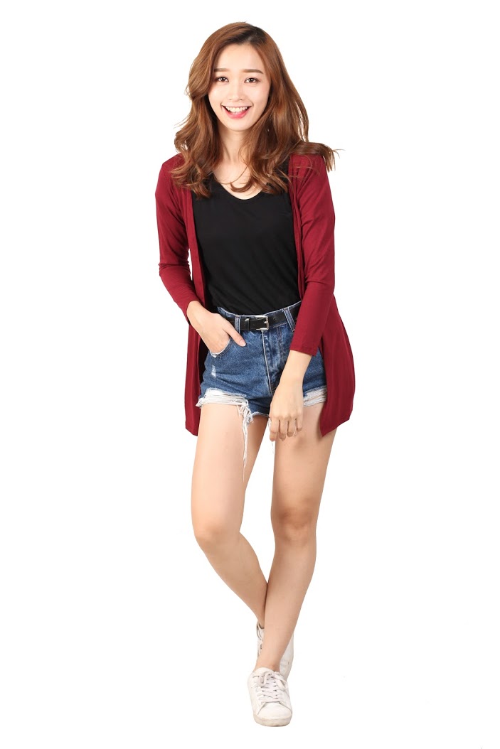 QA-462 Casual Ladies Cardigan Maroon