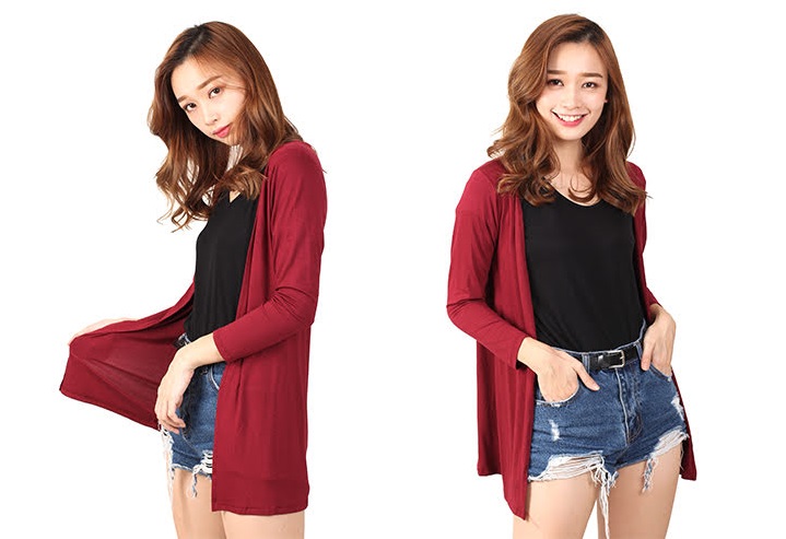 QA-462 Casual Ladies Cardigan Maroon