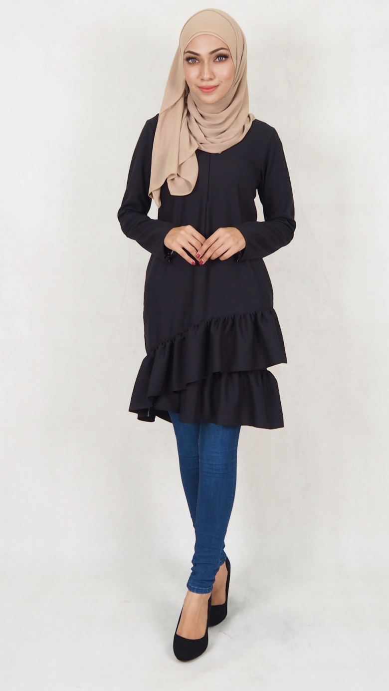 SW5022 Trendy Peplum Blouse Black