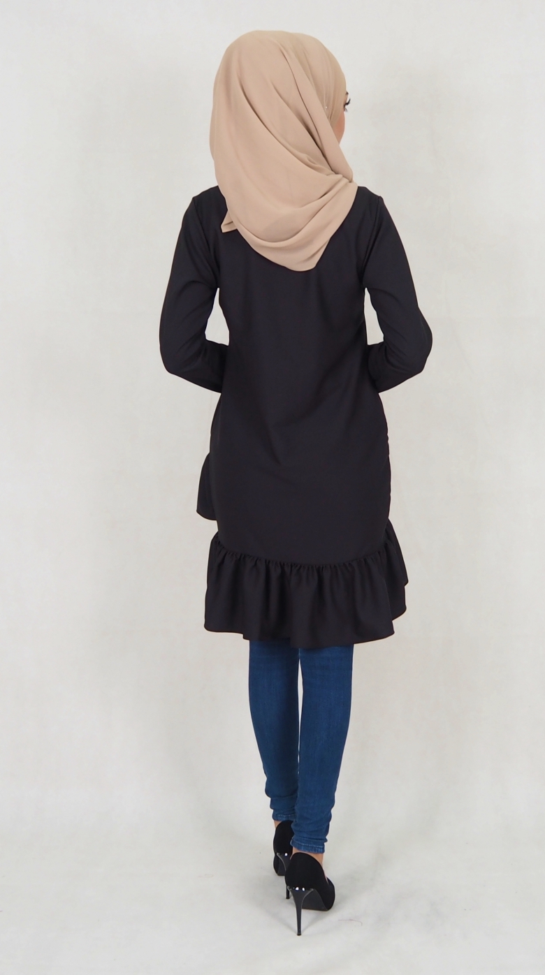 SW5022 Trendy Peplum Blouse Black