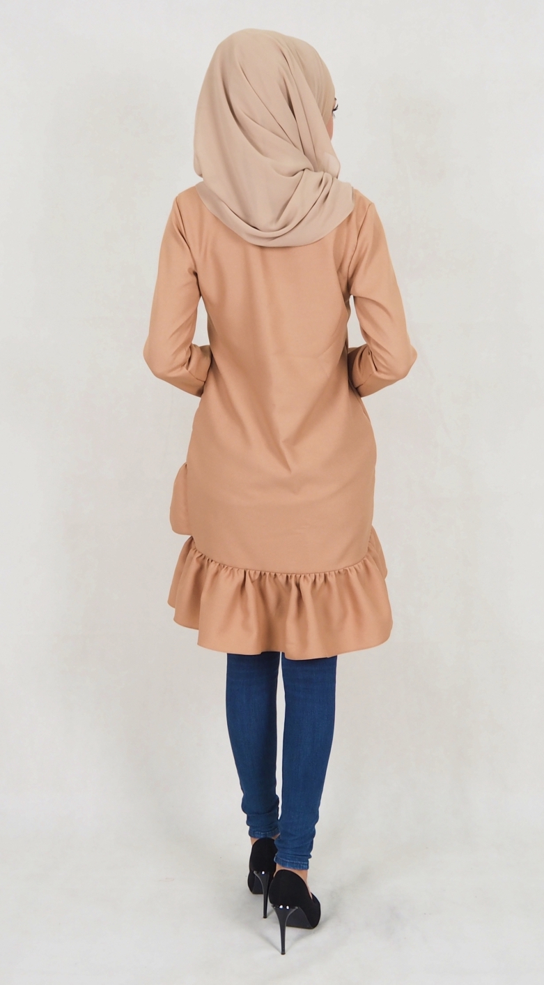 SW5022 Trendy Peplum Blouse Dark Brown