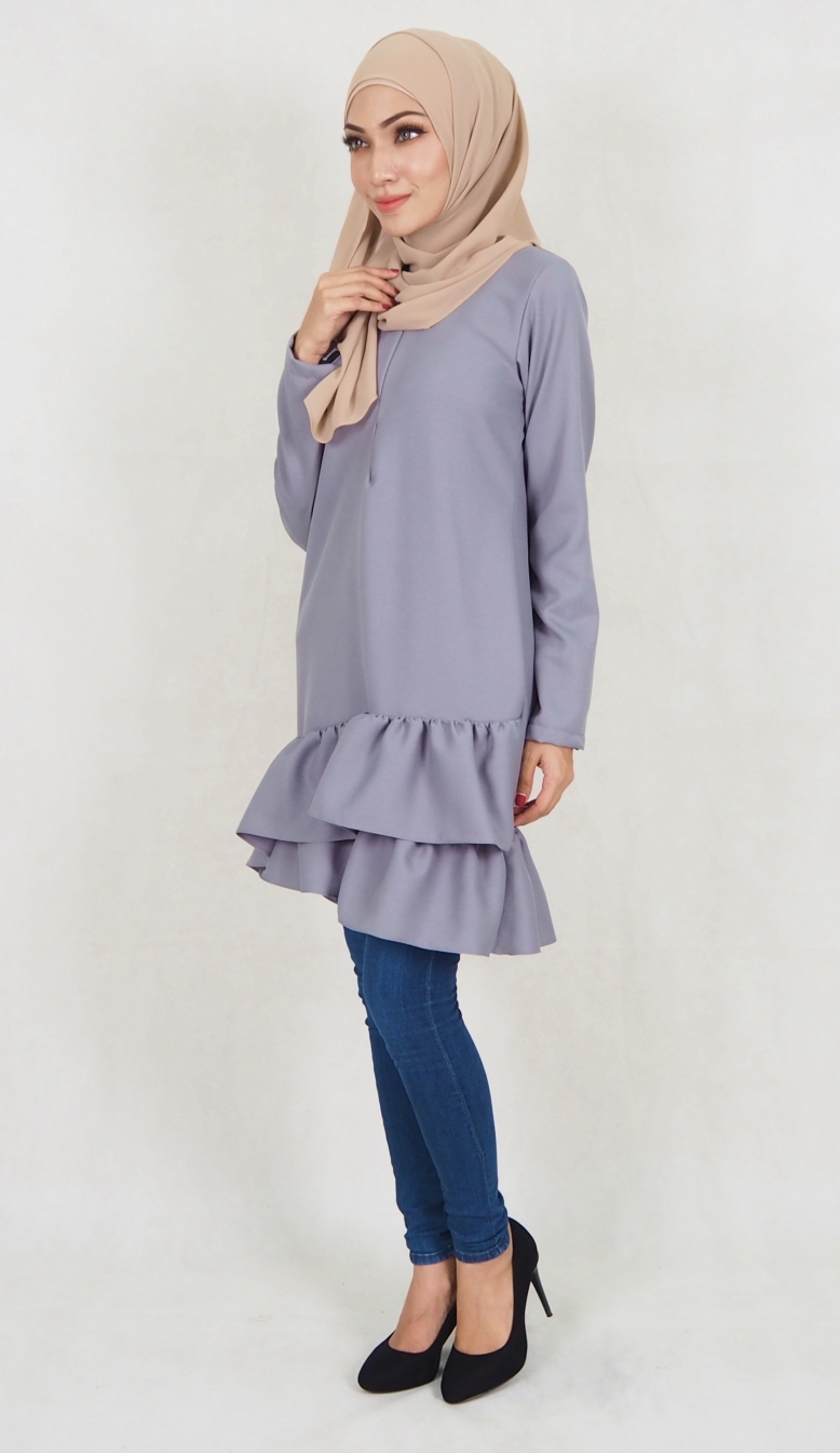 SW5022 Trendy Peplum Blouse Grey