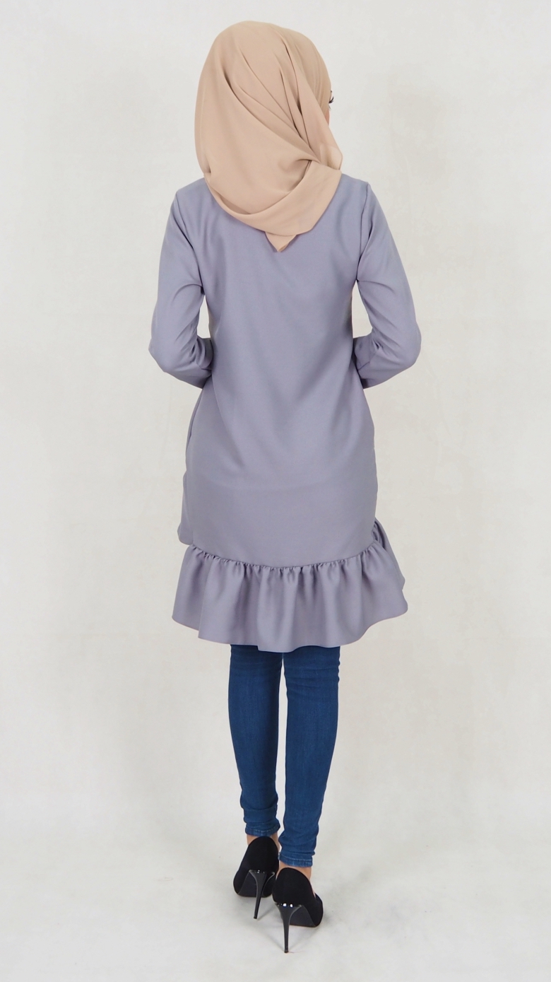 SW5022 Trendy Peplum Blouse Grey