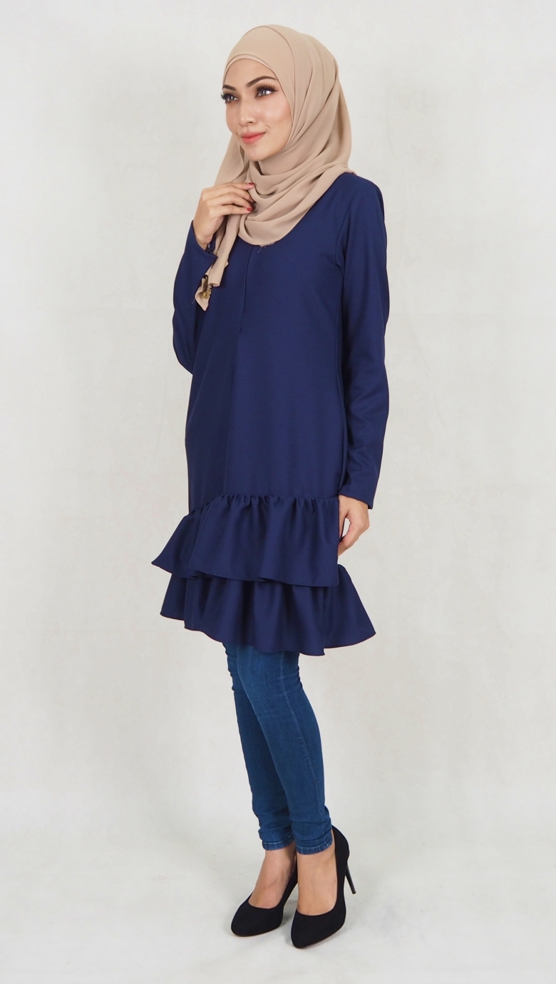 SW5022 Trendy Peplum Blouse Navy