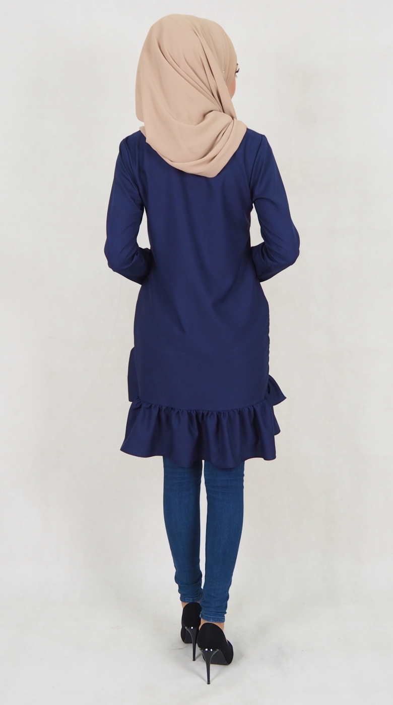 SW5022 Trendy Peplum Blouse Navy
