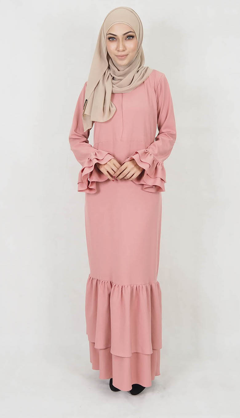 SW5035 Lovely Jubah (Plus Size) Dusty Pink