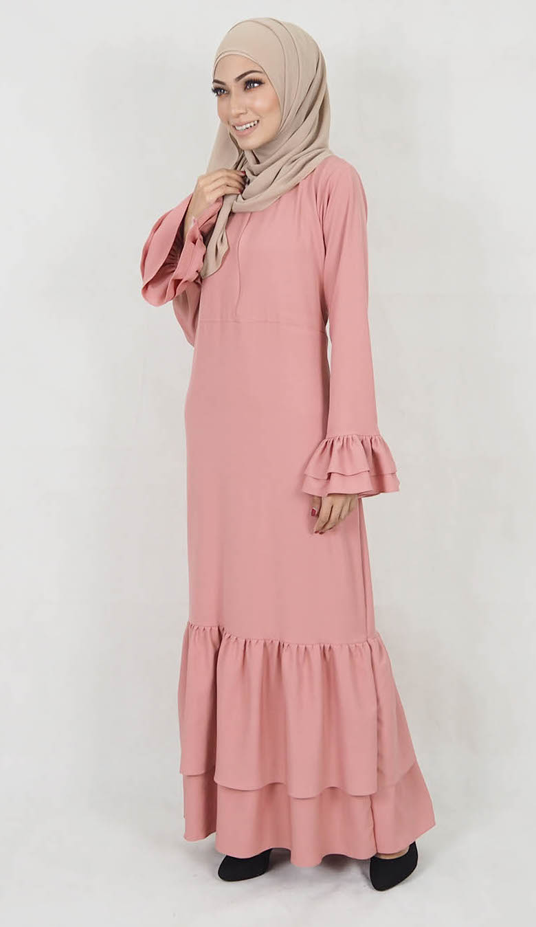 SW5035 Lovely Jubah (Plus Size) Dusty Pink