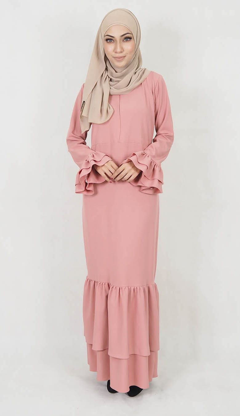 SW5036 Lovely Jubah (Plus Size) Dusty Pink