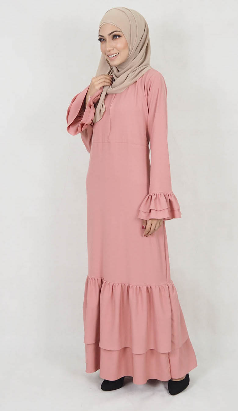SW5036 Lovely Jubah (Plus Size) Dusty Pink