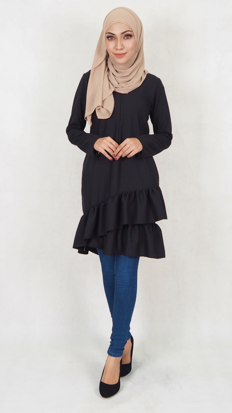 SW5037 Trendy Blouse (Plus Size) Black