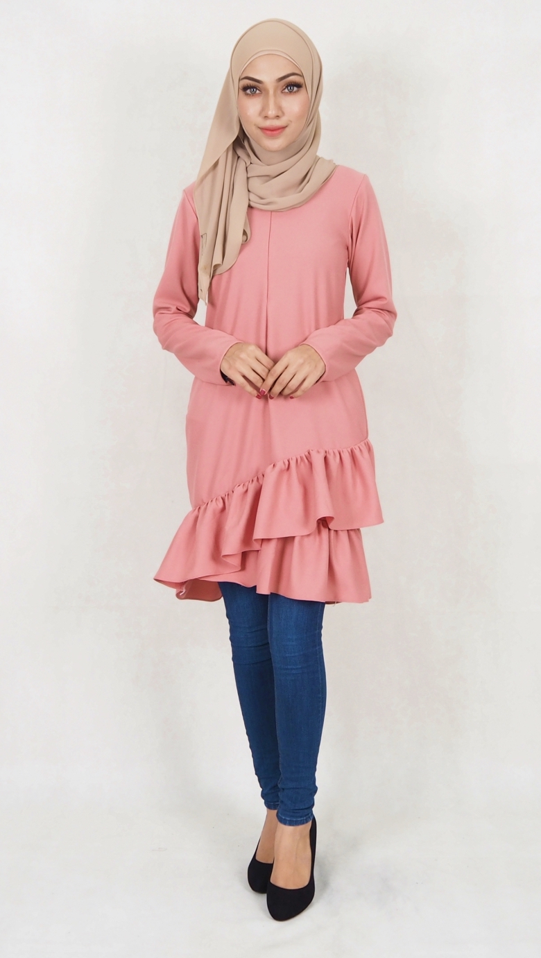SW5037 Trendy Blouse (Plus Size) Dusty Pink