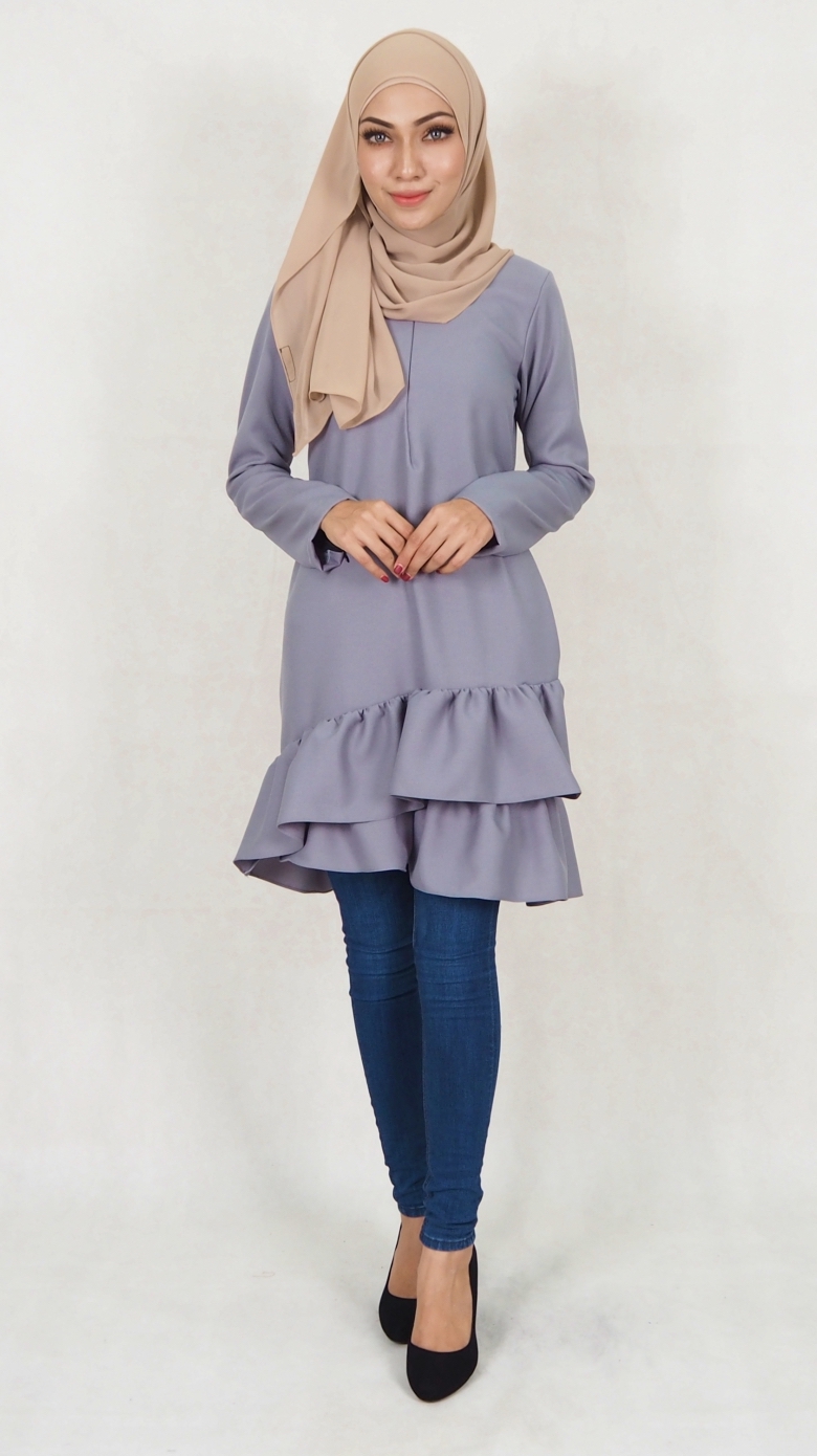 SW5037 Trendy Blouse (Plus Size) Grey