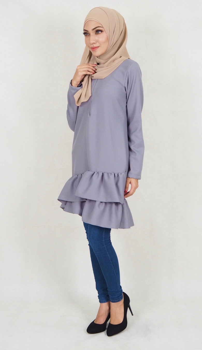 SW5037 Trendy Blouse (Plus Size) Grey