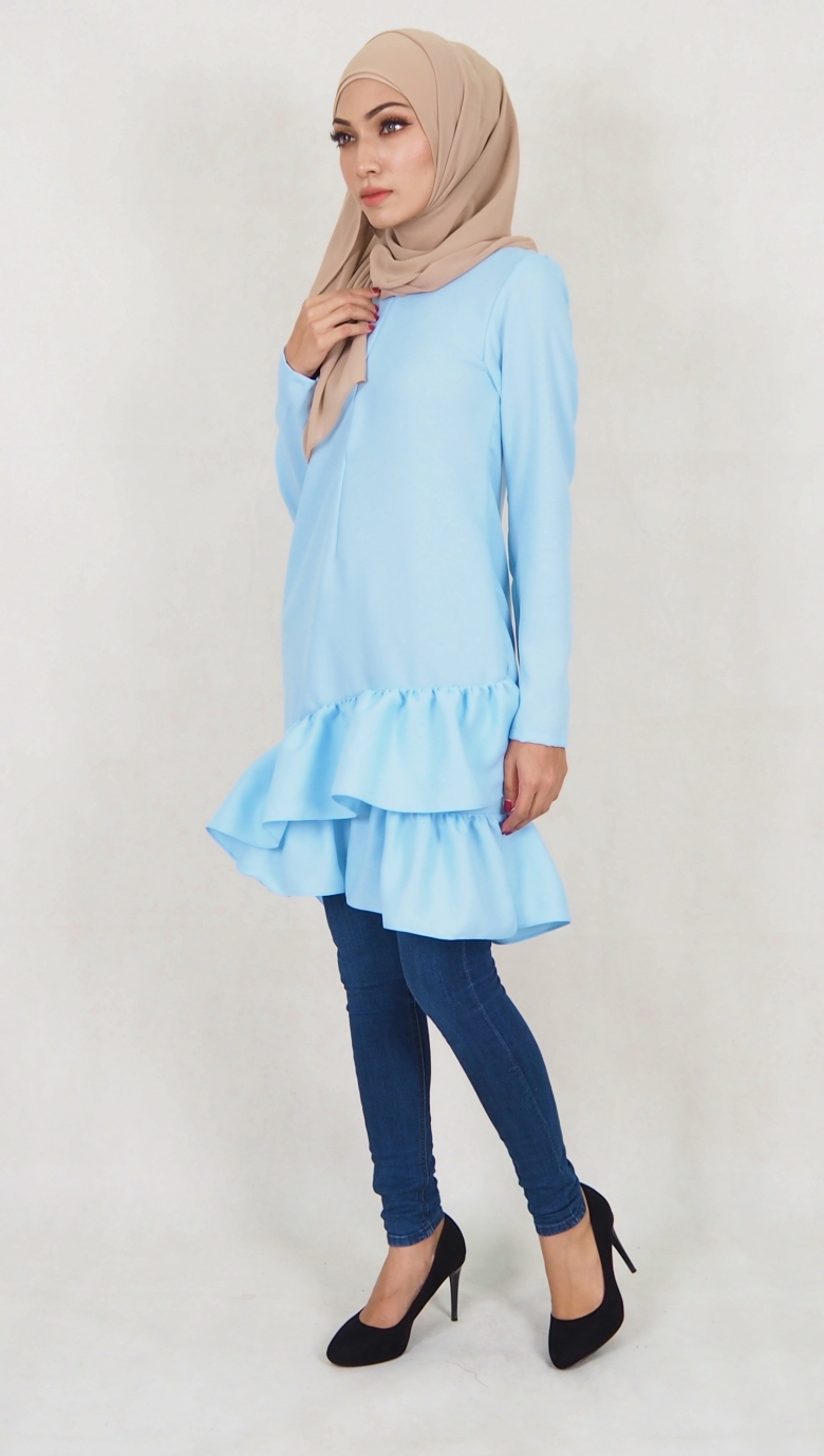 SW5037 Trendy Blouse (Plus Size) Light Blue