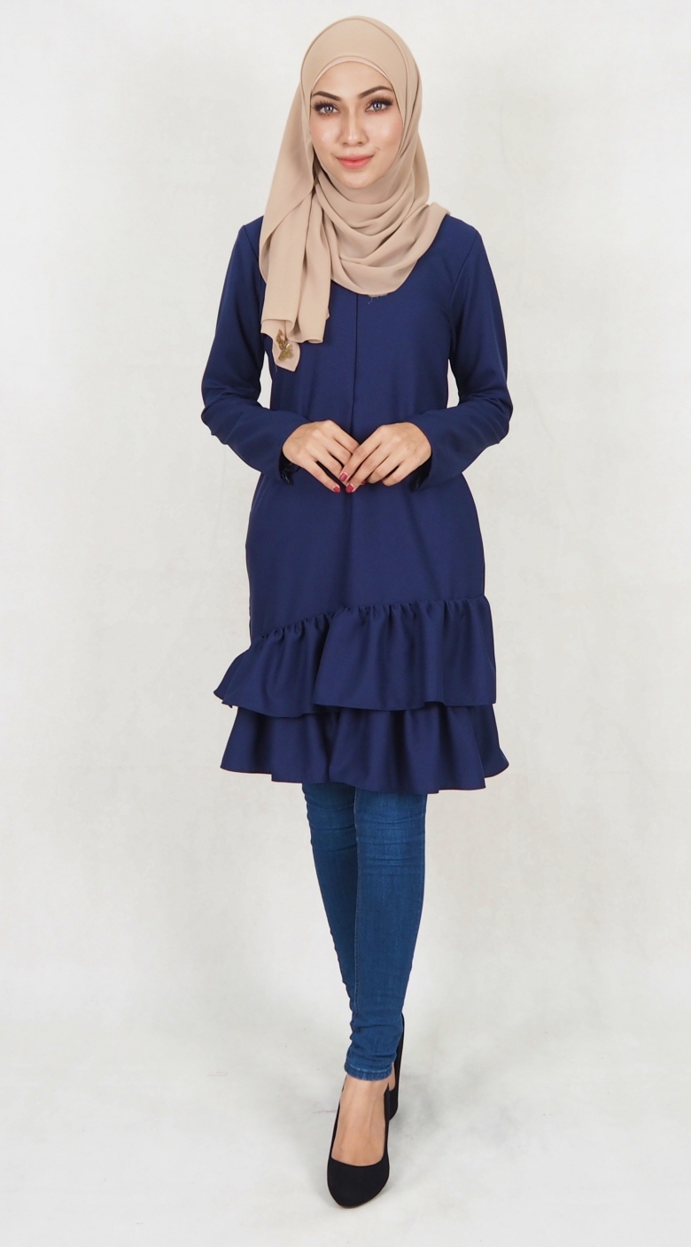 SW5037 Trendy Blouse (Plus Size) Navy
