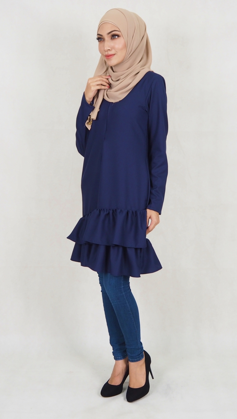 SW5037 Trendy Blouse (Plus Size) Navy
