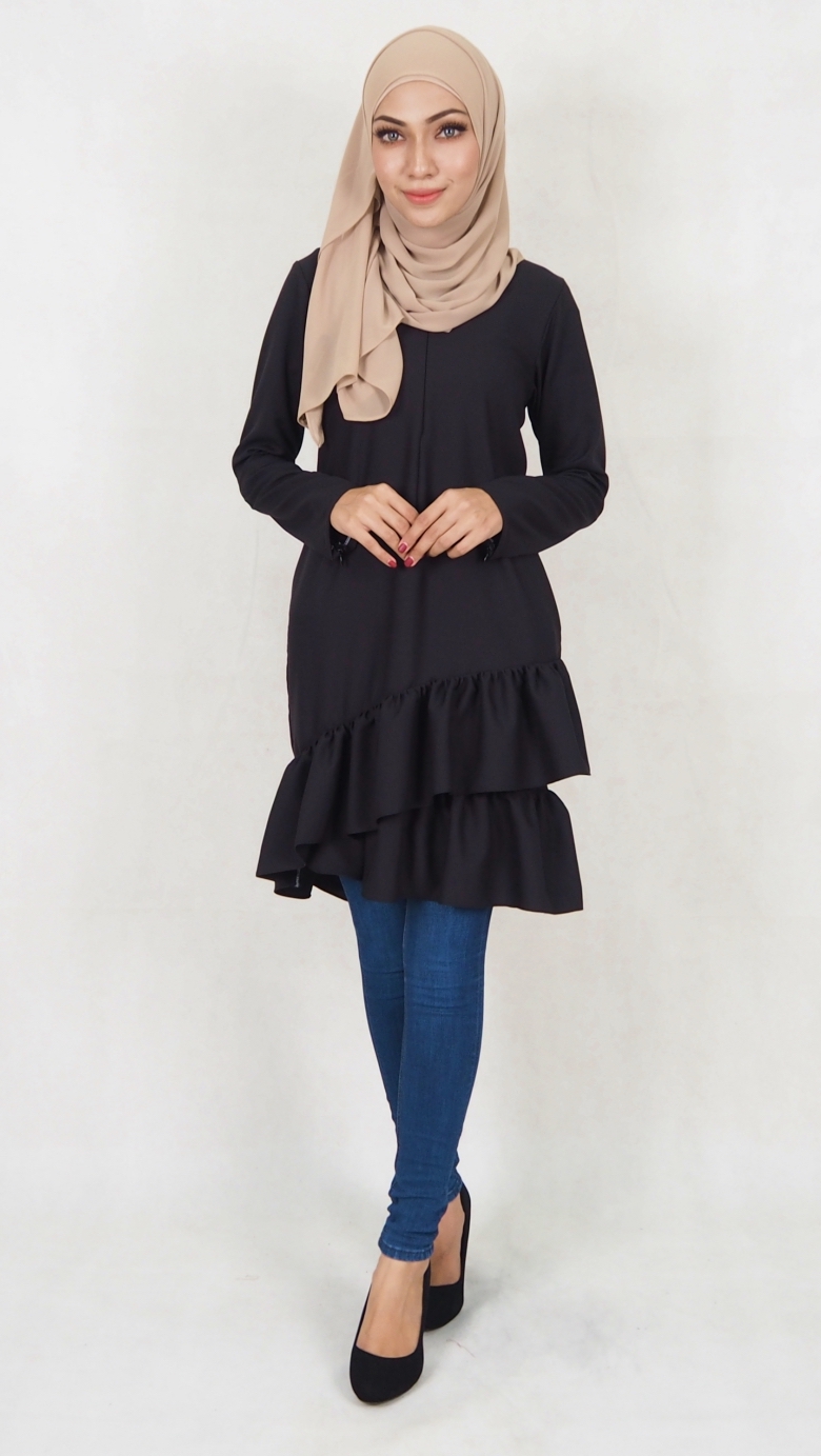 SW5038 Trendy Blouse (Plus Size) Black