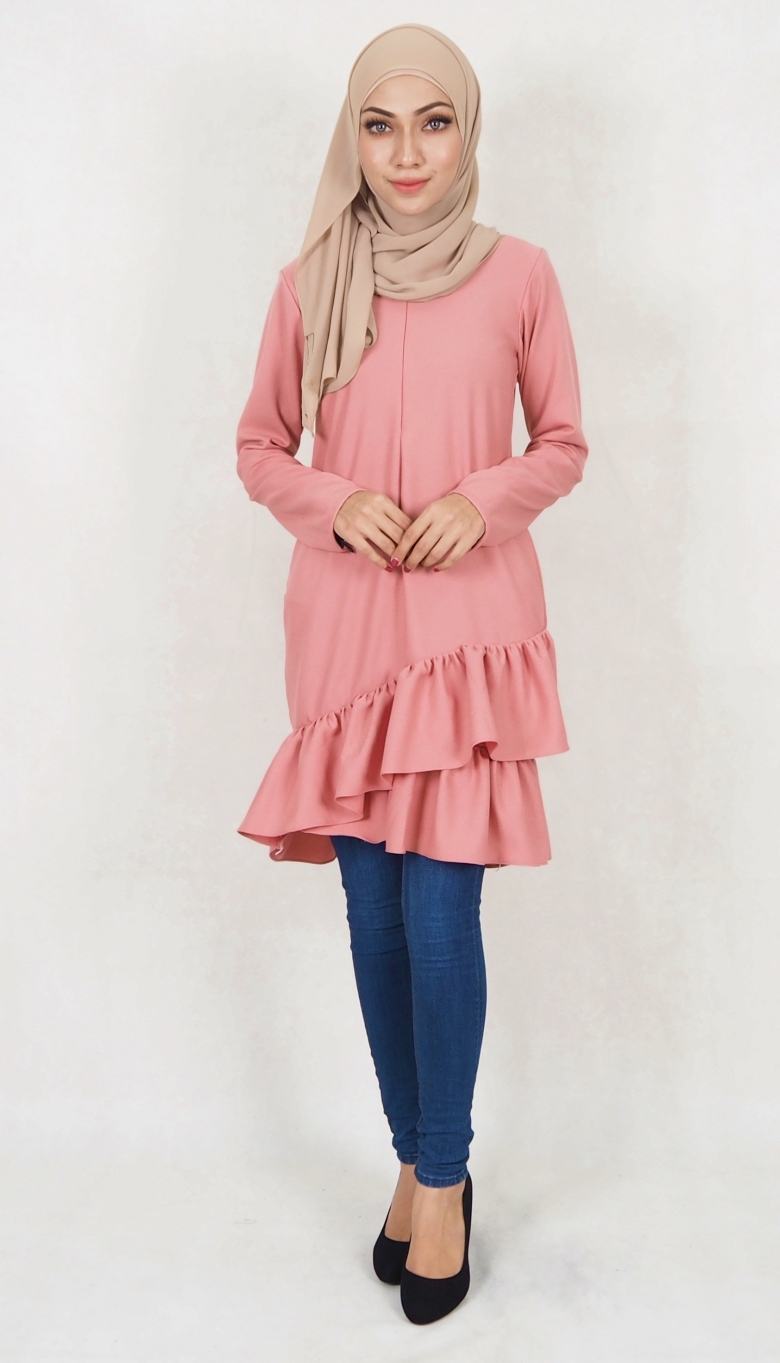 SW5038 Trendy Blouse (Plus Size) Dusty Pink