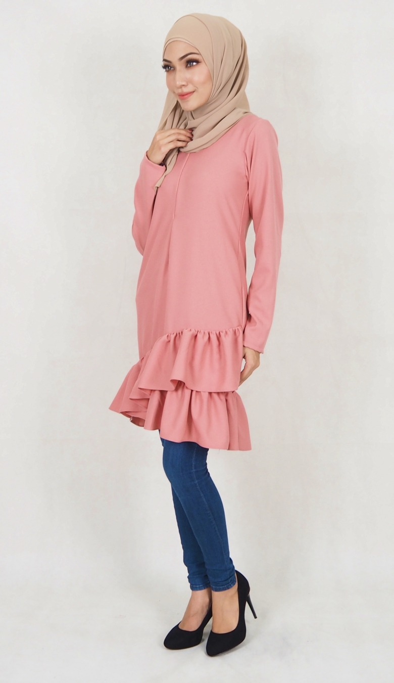 SW5038 Trendy Blouse (Plus Size) Dusty Pink