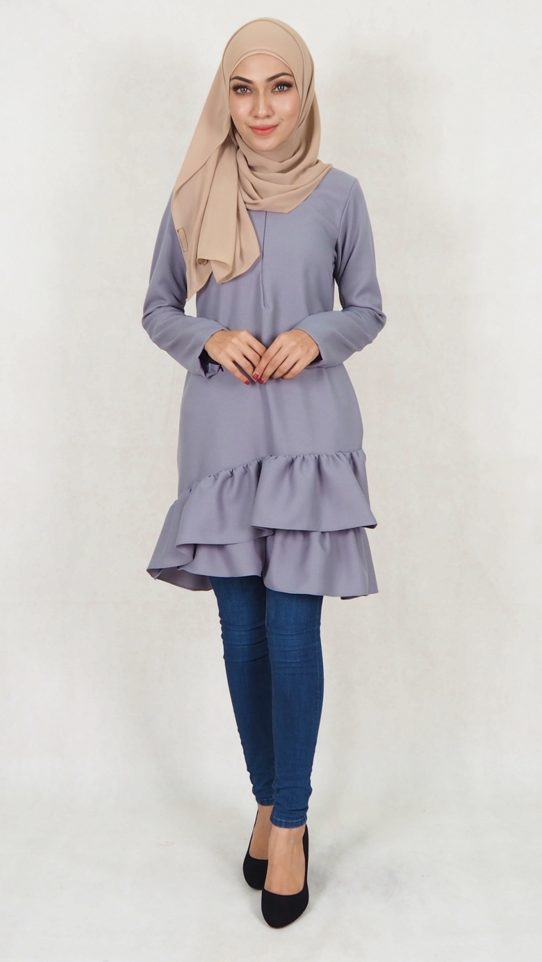 SW5038 Trendy Blouse (Plus Size) Grey
