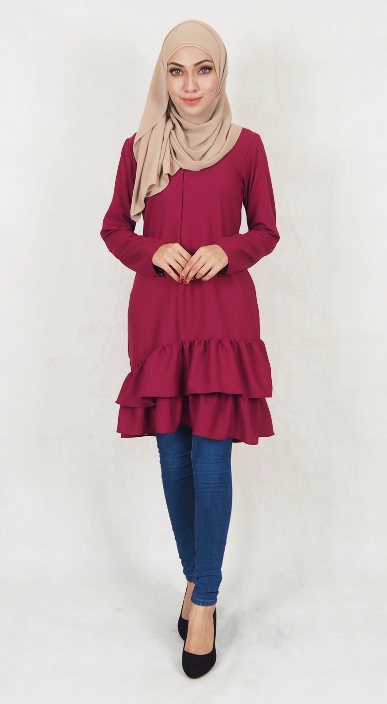 SW5038 Trendy Blouse (Plus Size) Maroon