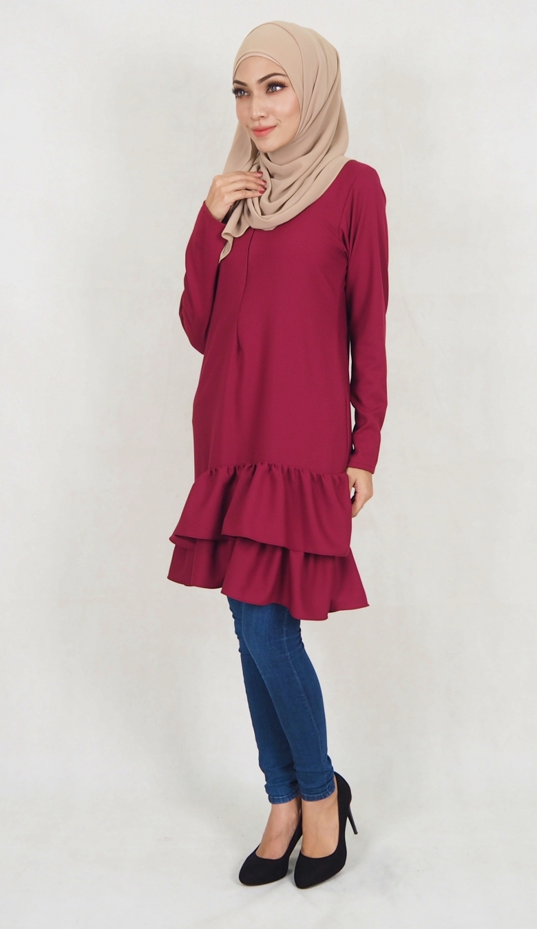 SW5038 Trendy Blouse (Plus Size) Maroon