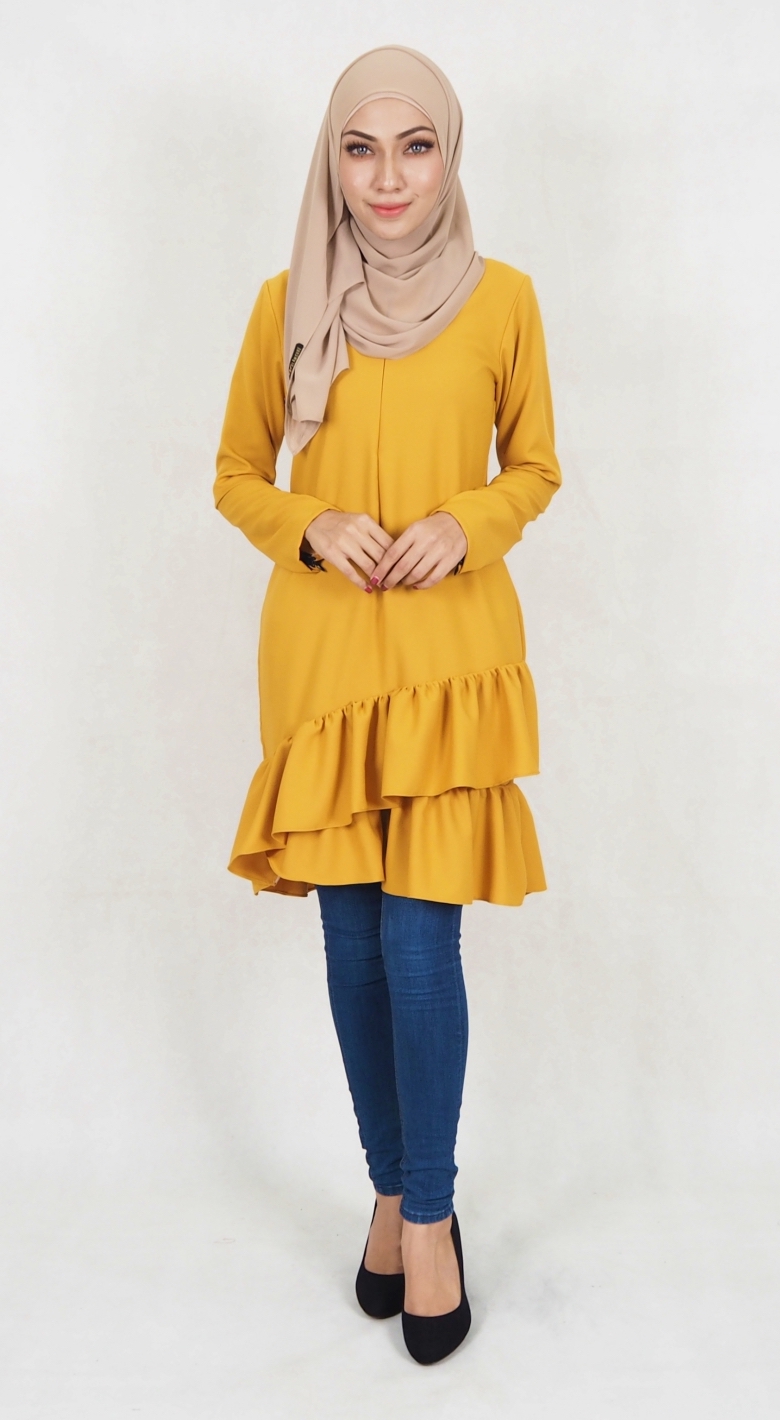 SW5038 Trendy Blouse (Plus Size) Mustard