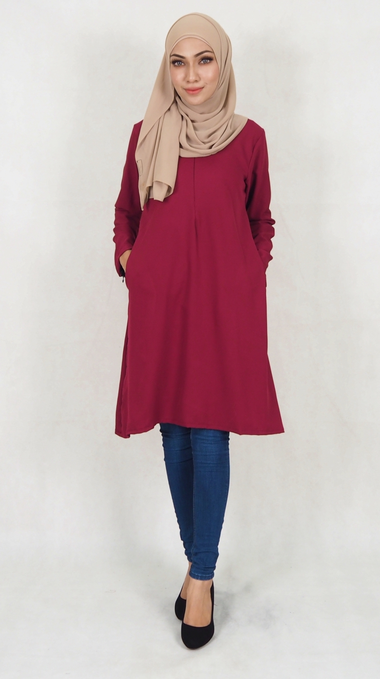 SW5039 Fashion Blouse (Plus Size) Maroon