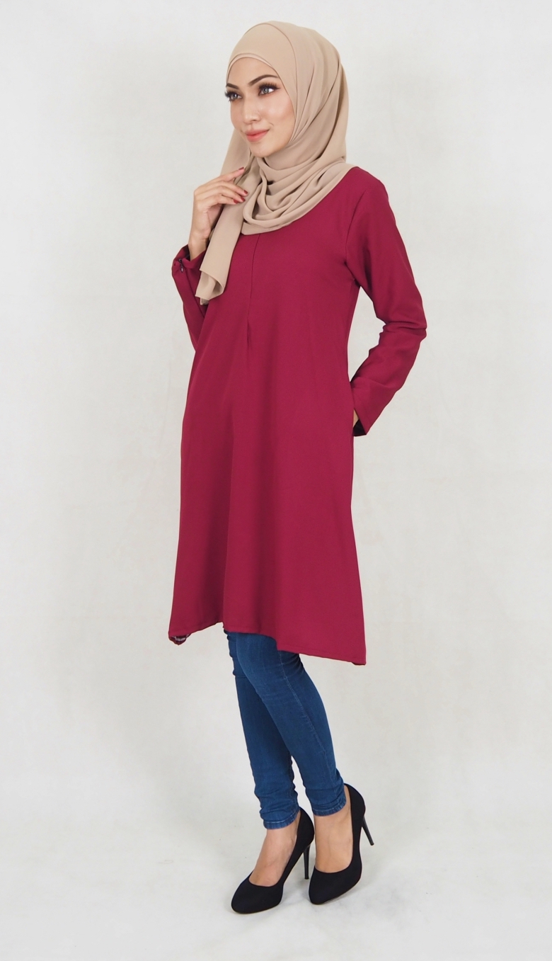 SW5039 Fashion Blouse (Plus Size) Maroon