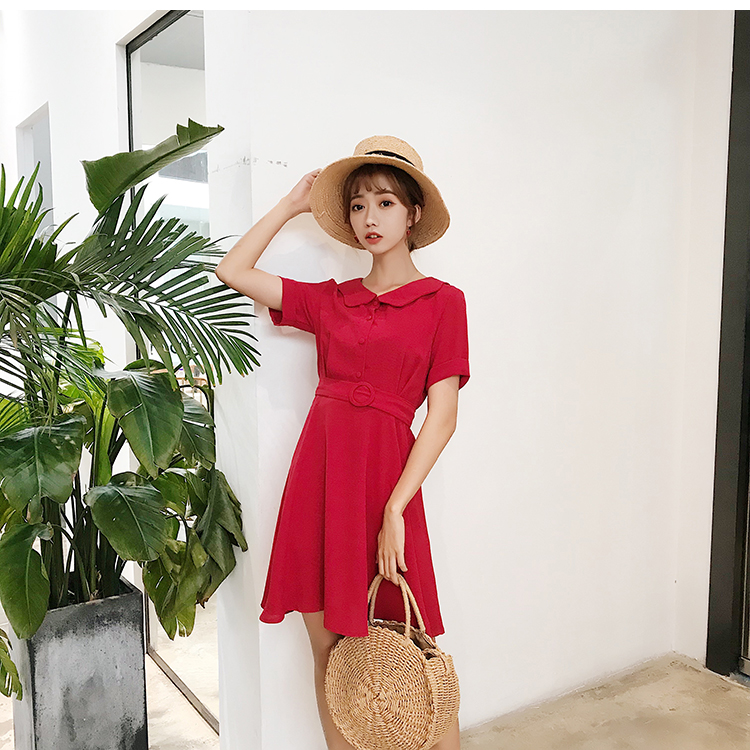 VW12356 Charming Collar Dress Red