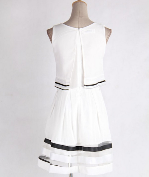 WD21639 Sweet Sleeveless Dress White