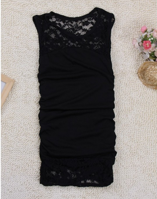 WD21666 Fashion Bodycon Lace Dress Black