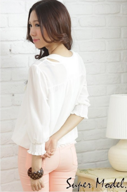 WT21697 Korea Fashion Blouse Apricot