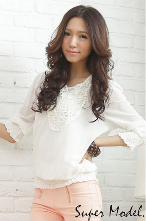 WT21697 Korea Fashion Blouse Apricot