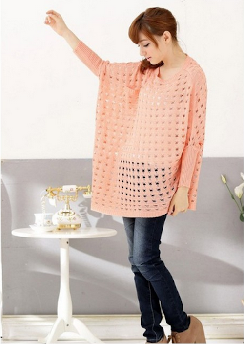 WT21718 Stylish Knit Top Pink