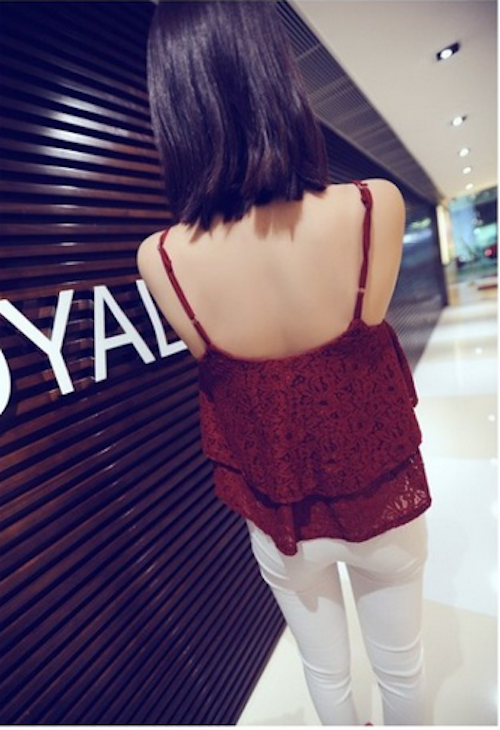WT21719 Sexy Lace Top Red