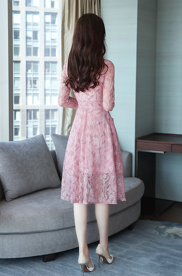 GW2276 Charming Lace Dress Pink