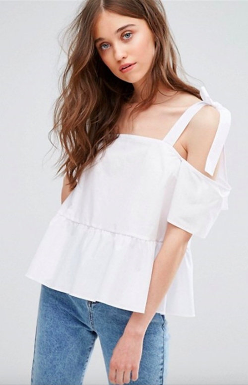 BM71133 Ribbon Strap Top White