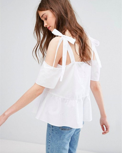 BM71133 Ribbon Strap Top White