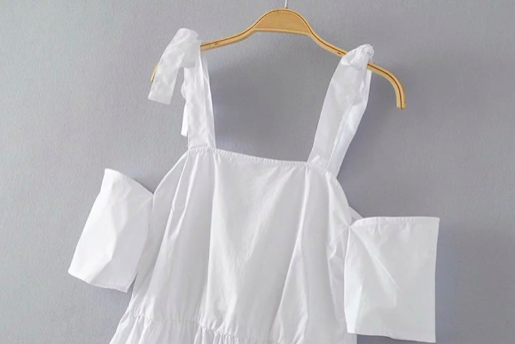 BM71133 Ribbon Strap Top White