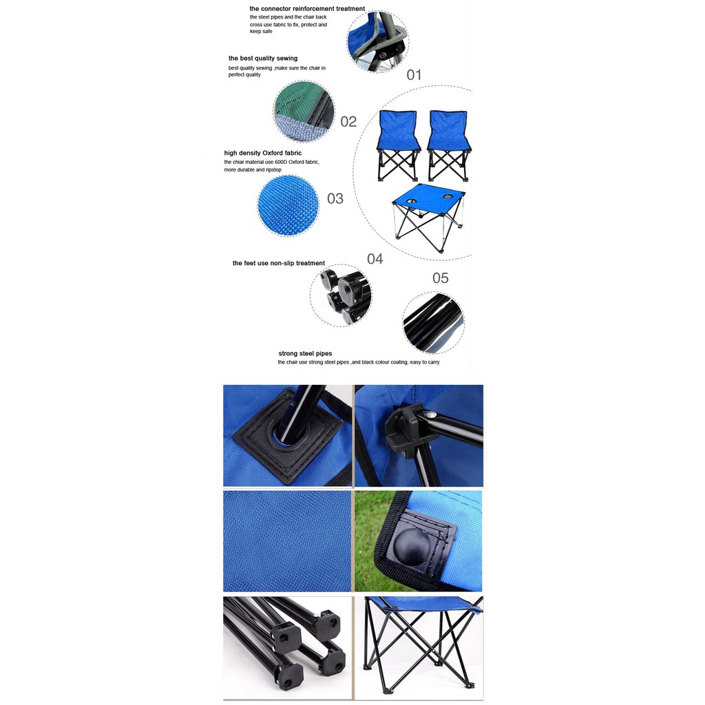 MK046 Camping Chair & Table Set Blue