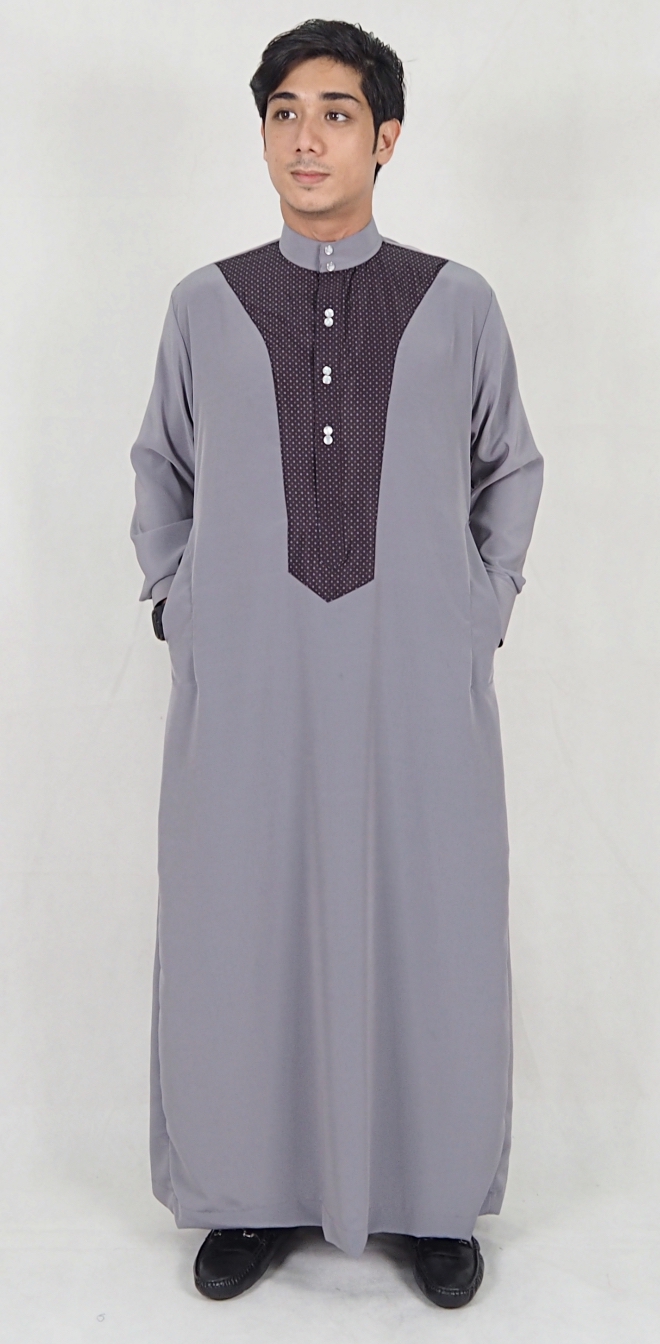 SW5076 Stylish Jubah (Plus Size) Grey