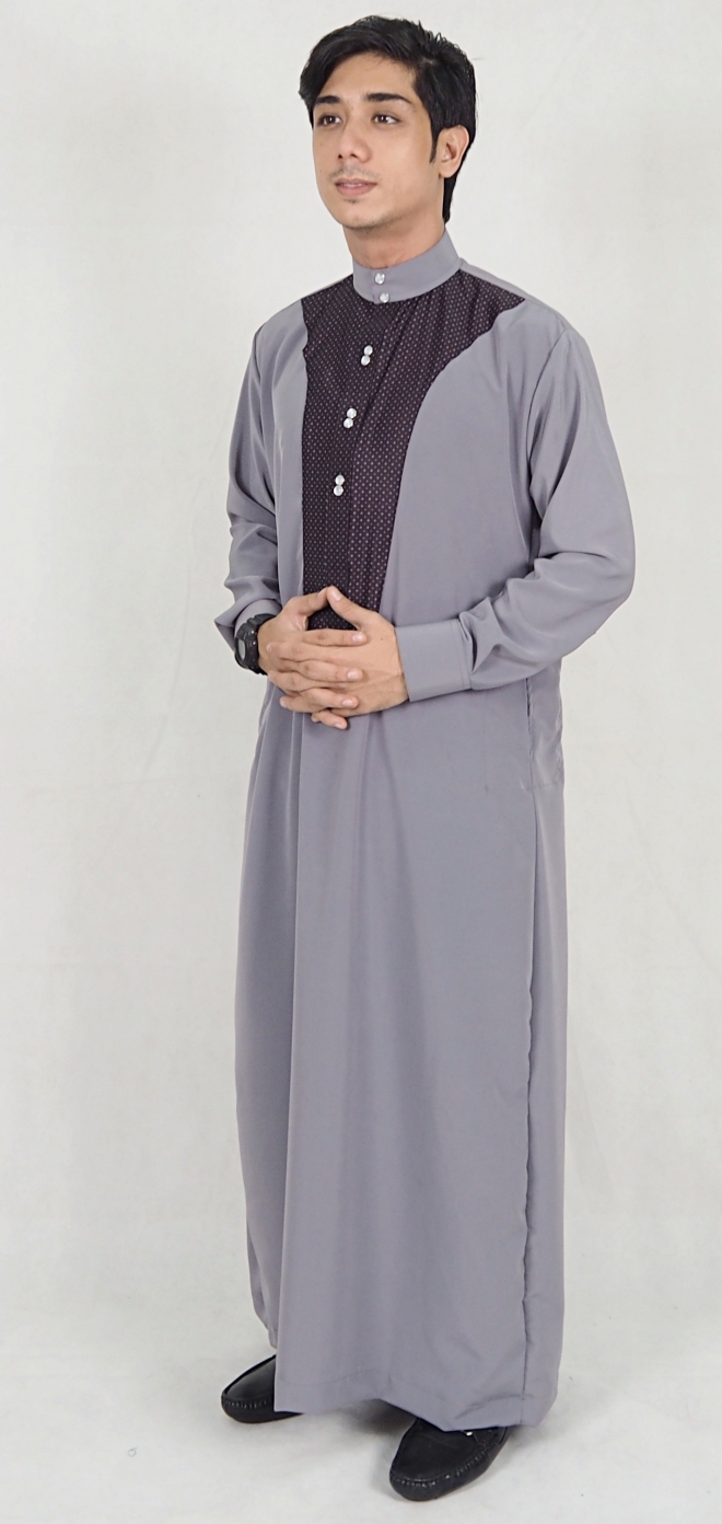 SW5076 Stylish Jubah (Plus Size) Grey
