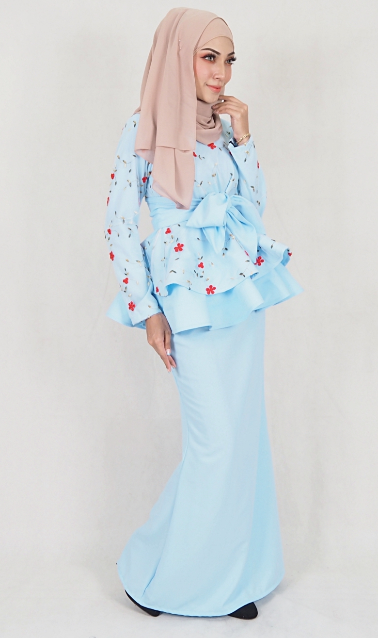 SW5080 Trendy Baju Kurung Light Blue